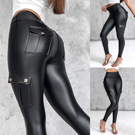 Pantalones de Cuero Ultramodeladores de tiro alto y cintura reductora